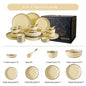 Luxury Elegant Vintage Hotel Restaurant Home Porcelain Tableware Gold Edge Ceramic Bowl Dinner Plates Dishes Dinnerware Set