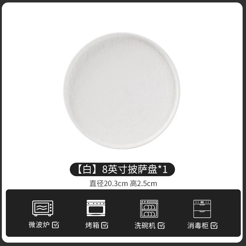 European-Style Minimalist Ceramic Tableware Set Black White Slate Series Includes Rice Bowls Plates Dishes-Available