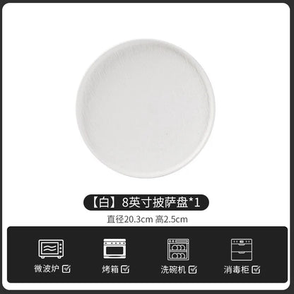 European-Style Minimalist Ceramic Tableware Set Black White Slate Series Includes Rice Bowls Plates Dishes-Available