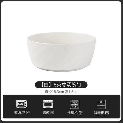 European-Style Minimalist Ceramic Tableware Set Black White Slate Series Includes Rice Bowls Plates Dishes-Available