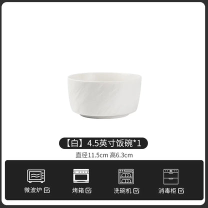 European-Style Minimalist Ceramic Tableware Set Black White Slate Series Includes Rice Bowls Plates Dishes-Available