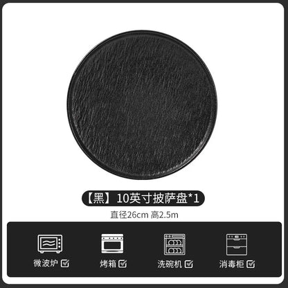 European-Style Minimalist Ceramic Tableware Set Black White Slate Series Includes Rice Bowls Plates Dishes-Available