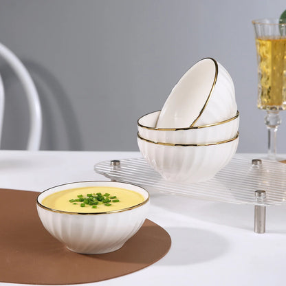 Nordic Style Spiral Pattern Porcelain Bowl Modern Minimalist Dinner Bowl  High Quality Bone China Rice Bowl
