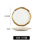 Factory Direct Wedding Gold Ceramic Plates Gold Rim Fashion Black White Gold Dinnerware Irregular Bowl Set