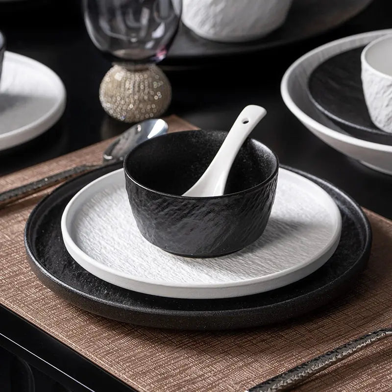 2026 New Underglaze Bowls Plates 55-Piece Luxury Ceramic Tableware Set Modern Porcelain Bone China Tableware Set Factory Direct