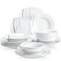 VEWEET AVIVA 24/48-Piece Ivory White Porcelain Ceramic Tableware Dinnerware Set with Soup Plate,Bowl,Dinner Plate,Dessert Plate