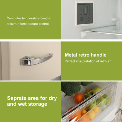 Retro Bottom Freezer Refrigerator for Home Total No Frost Electrical Thermostat Control Bottle Storage Shelf,8.83 Cu.ft
