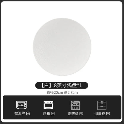 European-Style Minimalist Ceramic Tableware Set Black White Slate Series Includes Rice Bowls Plates Dishes-Available