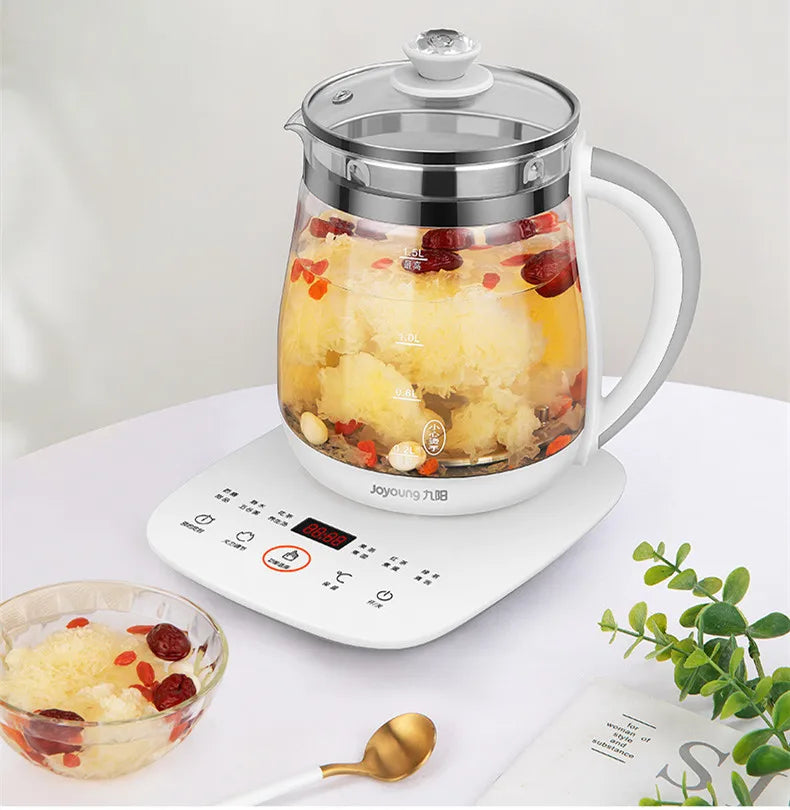 220V 1.5L Household Electric Kettle Automatic Glass Health Preserving Pot Portable Mini Multi Cooker Tea Dessert Cooker