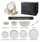 Luxury Elegant Vintage Hotel Restaurant Home Porcelain Tableware Gold Edge Ceramic Bowl Dinner Plates Dishes Dinnerware Set