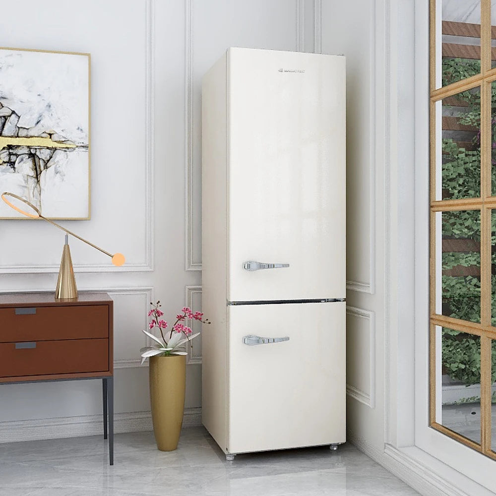 Retro Bottom Freezer Refrigerator for Home Total No Frost Electrical Thermostat Control Bottle Storage Shelf,8.83 Cu.ft