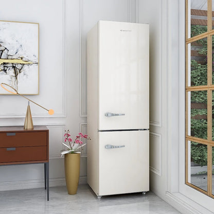 Retro Bottom Freezer Refrigerator for Home Total No Frost Electrical Thermostat Control Bottle Storage Shelf,8.83 Cu.ft