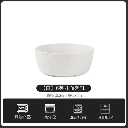 European-Style Minimalist Ceramic Tableware Set Black White Slate Series Includes Rice Bowls Plates Dishes-Available