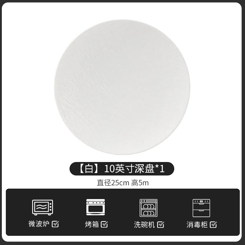 European-Style Minimalist Ceramic Tableware Set Black White Slate Series Includes Rice Bowls Plates Dishes-Available
