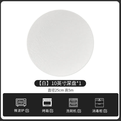 European-Style Minimalist Ceramic Tableware Set Black White Slate Series Includes Rice Bowls Plates Dishes-Available