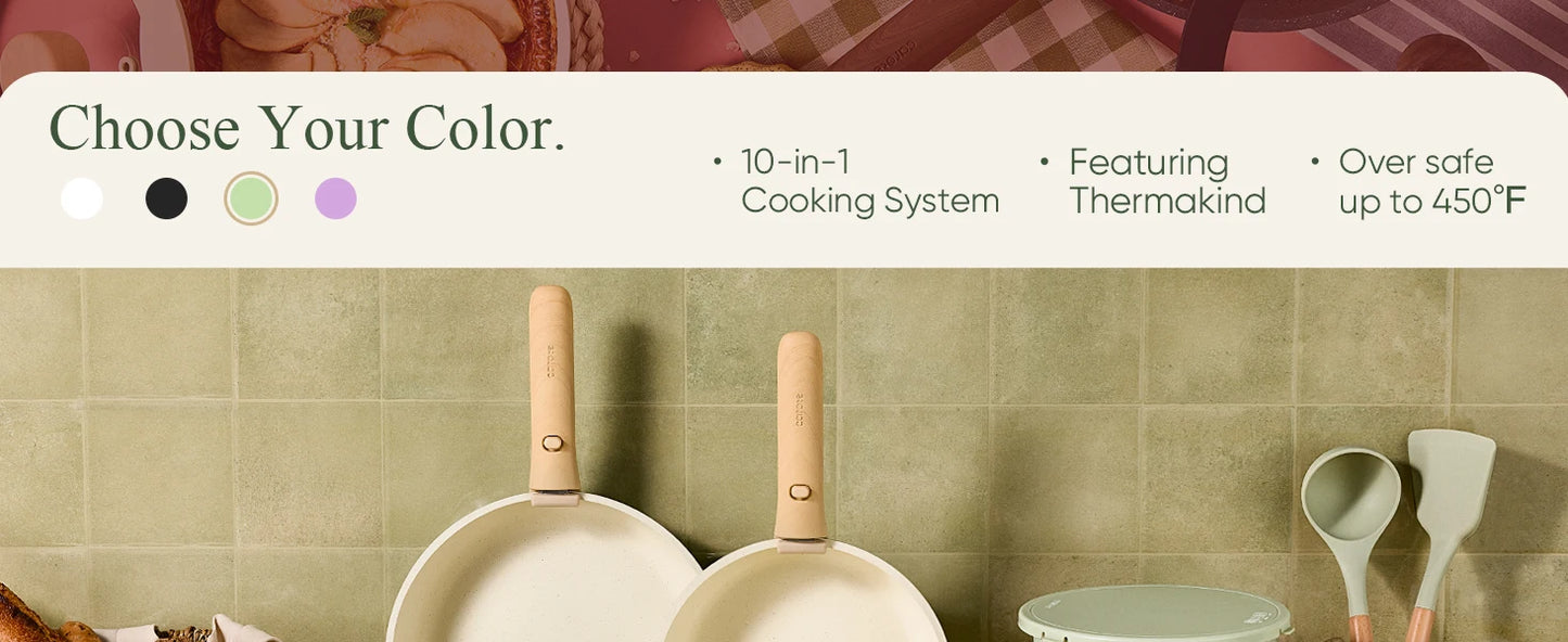 11-Piece Eco-Friendly Heavy-Duty Kitchenware Set with Cooling Racks Covers for Cooking Baking Roasting-Hand Wash Only