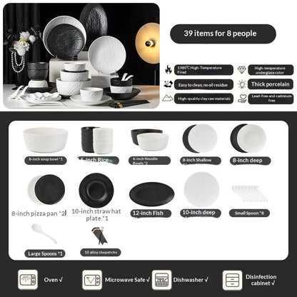 2026 New Underglaze Bowls Plates 55-Piece Luxury Ceramic Tableware Set Modern Porcelain Bone China Tableware Set Factory Direct