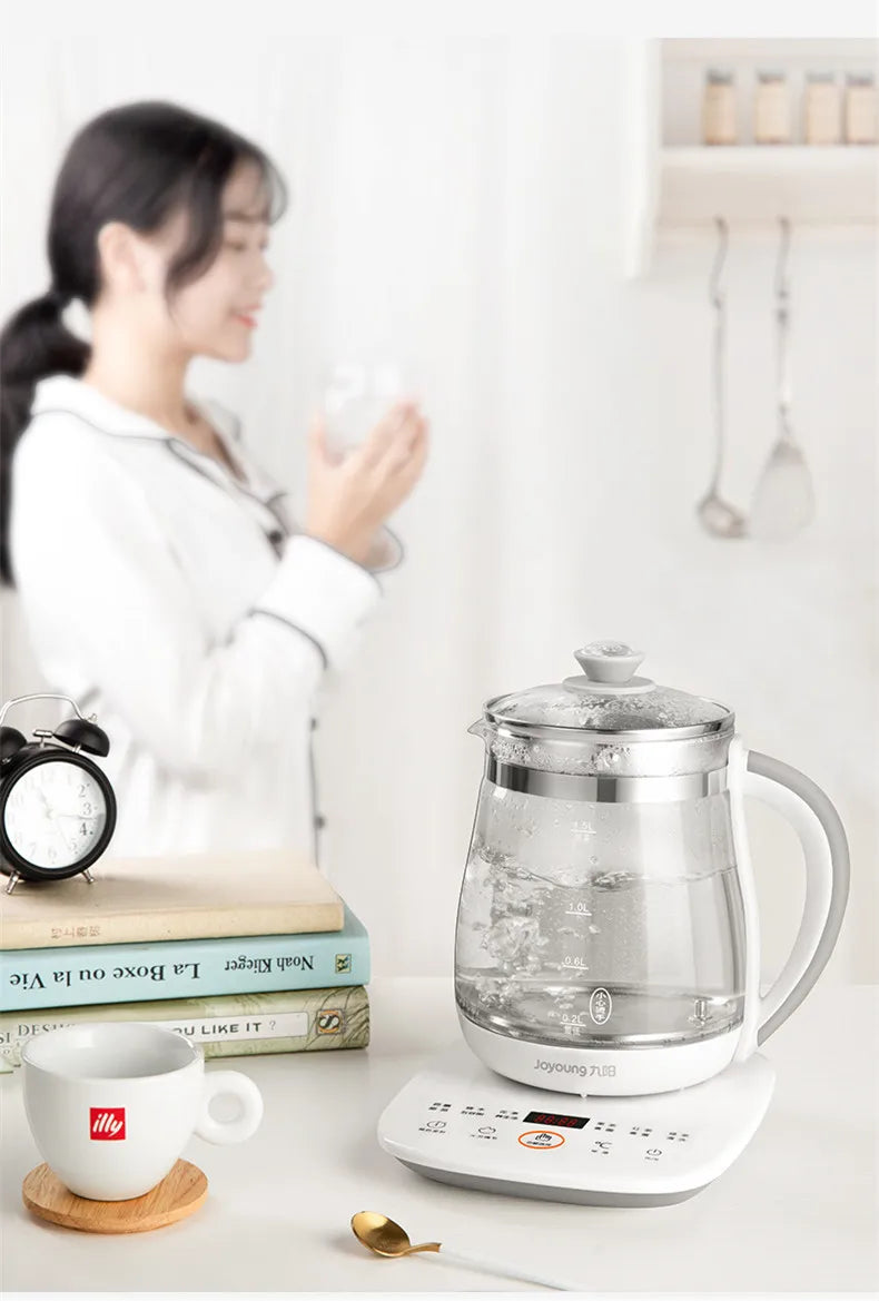220V 1.5L Household Electric Kettle Automatic Glass Health Preserving Pot Portable Mini Multi Cooker Tea Dessert Cooker