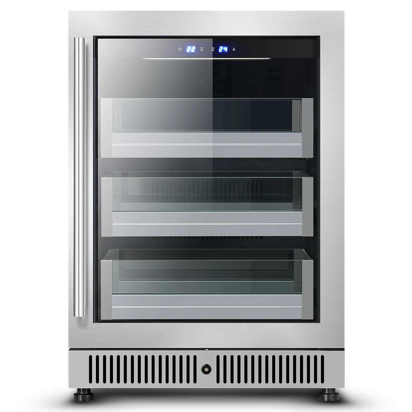 Factory Supply Black Color Beer Beverages Cooler 110L Stainless Steel Built-In Glass Door Refrigerator with Lock