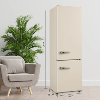 Retro Bottom Freezer Refrigerator for Home Total No Frost Electrical Thermostat Control Bottle Storage Shelf,8.83 Cu.ft