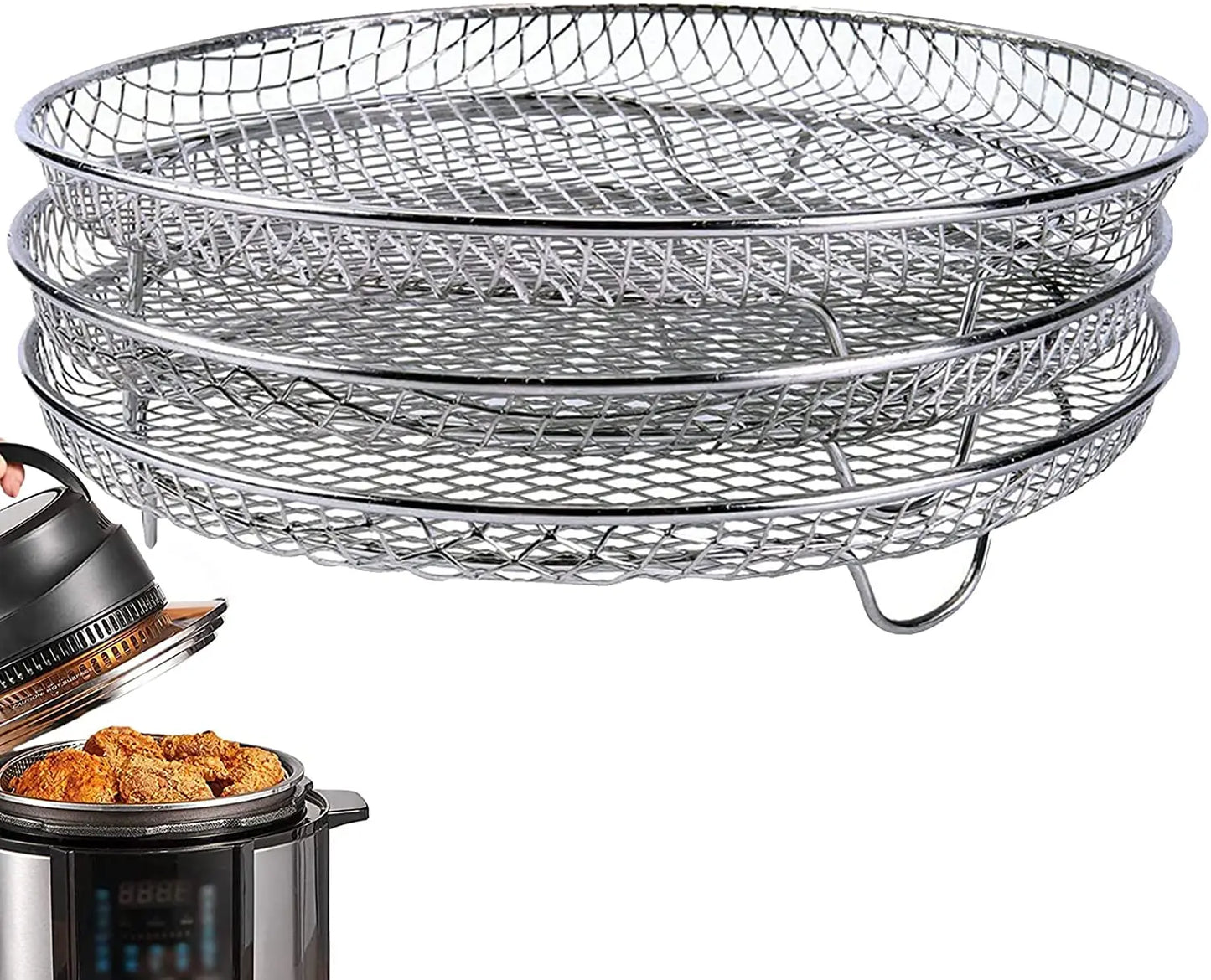 Stainless Steel Grill Basket Non-stick Mesh Basket Set Air Fryer Tray Wire Rack Roasting Basket