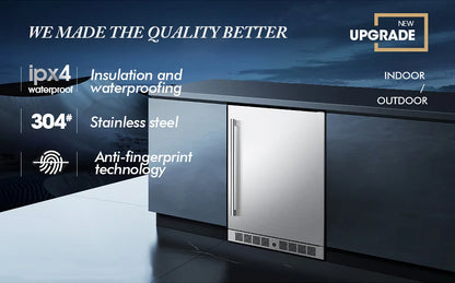 Factory Supply Black Color Beer Beverages Cooler 110L Stainless Steel Built-In Glass Door Refrigerator with Lock