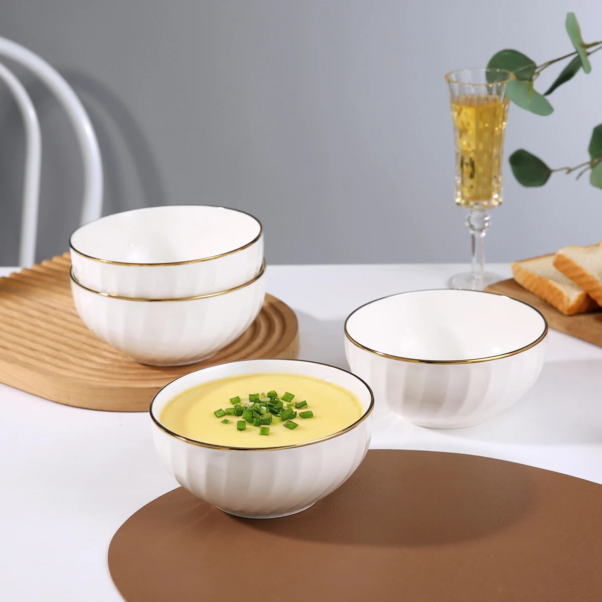 Nordic Style Spiral Pattern Porcelain Bowl Modern Minimalist Dinner Bowl  High Quality Bone China Rice Bowl