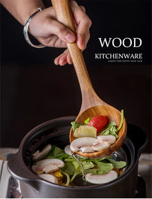 1-9Pcs/set Wooden Kitchen Utensils Set,  Wooden Spoons for Cooking, Utensils,Natural Teak Wooden Spoons For Non-stick Pan Gift