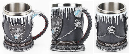 GOT Mug Goblet Stainless Steel Resin 3D Beer Tankard Wine Glass Mugs 600ml 400ml 200ml Party Drinkware Decoration Christmas Gift