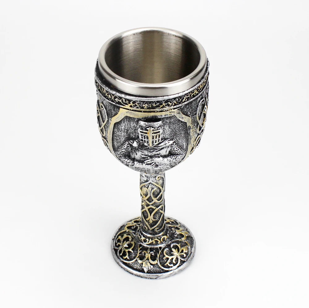 3D Knight Mug Wine Goblet BEST Birthday Halloween Father's Day Gift Resin Outer Stainless Steel Inwall Cool Retro Wine Glass