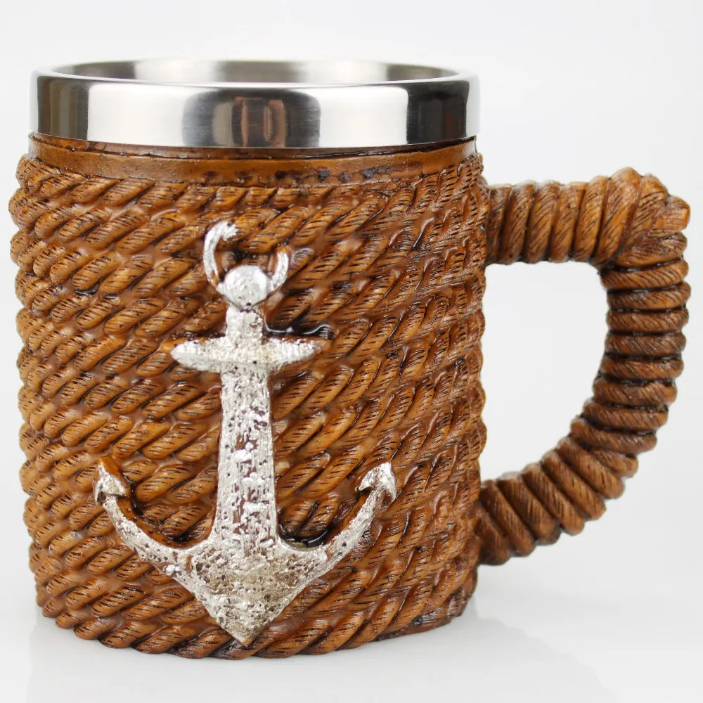 Stainless Steel Skull Mug Contain Viking Skeleton Death Grim Knight Gothic Design Coffee Beer Tankard Mugs BEST Halloween Gift