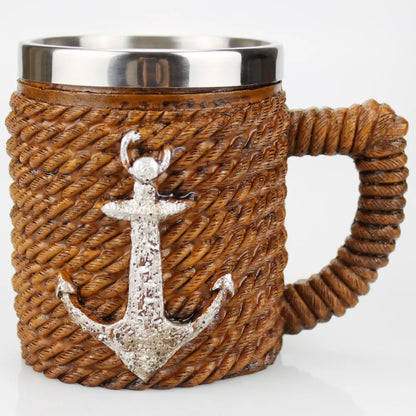 Stainless Steel Skull Mug Contain Viking Skeleton Death Grim Knight Gothic Design Coffee Beer Tankard Mugs BEST Halloween Gift