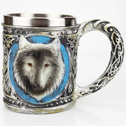 Stainless Steel Skull Mug Contain Viking Skeleton Death Grim Knight Gothic Design Coffee Beer Tankard Mugs BEST Halloween Gift