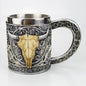 Stainless Steel Skull Mug Contain Viking Skeleton Death Grim Knight Gothic Design Coffee Beer Tankard Mugs BEST Halloween Gift