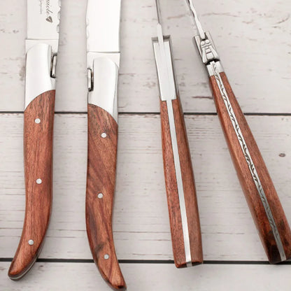 2/4/6/10pcs 8.25inch Laguiole Steak Knives Wood Cutlery Tableware Korean Japanese Dinnerware Rose Wooden Handle Dinner Forks