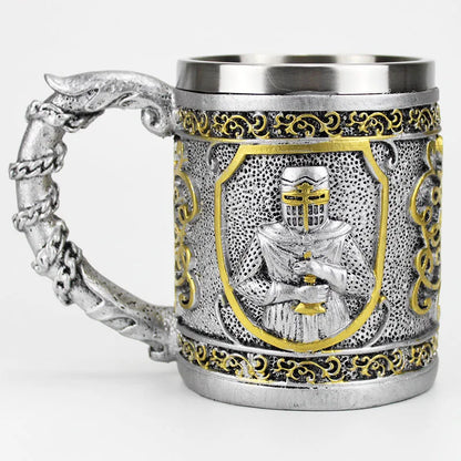 Stainless Steel Skull Mug Contain Viking Skeleton Death Grim Knight Gothic Design Coffee Beer Tankard Mugs BEST Halloween Gift
