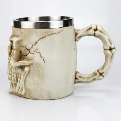 Stainless Steel Skull Mug Contain Viking Skeleton Death Grim Knight Gothic Design Coffee Beer Tankard Mugs BEST Halloween Gift