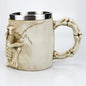 Stainless Steel Skull Mug Contain Viking Skeleton Death Grim Knight Gothic Design Coffee Beer Tankard Mugs BEST Halloween Gift