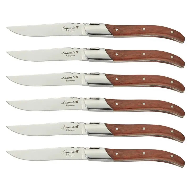 2/4/6/10pcs 8.25inch Laguiole Steak Knives Wood Cutlery Tableware Korean Japanese Dinnerware Rose Wooden Handle Dinner Forks