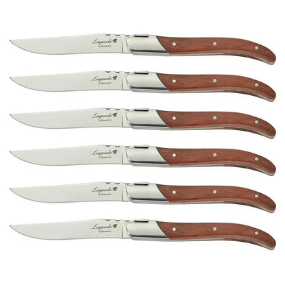 2/4/6/10pcs 8.25inch Laguiole Steak Knives Wood Cutlery Tableware Korean Japanese Dinnerware Rose Wooden Handle Dinner Forks