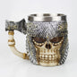 Stainless Steel Skull Mug Contain Viking Skeleton Death Grim Knight Gothic Design Coffee Beer Tankard Mugs BEST Halloween Gift
