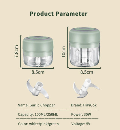 HiPiCok Meat Grinder Electric Garlic Crusher Food Chopper Mini Garlic Press Vegetable Chopper Masher Machine USB Kitchen Gadgets