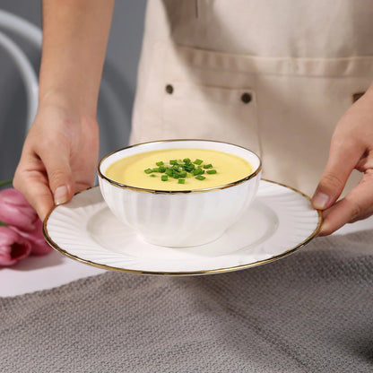 Nordic Style Spiral Pattern Porcelain Bowl Modern Minimalist Dinner Bowl  High Quality Bone China Rice Bowl