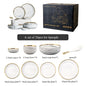 Luxury Elegant Vintage Hotel Restaurant Home Porcelain Tableware Gold Edge Ceramic Bowl Dinner Plates Dishes Dinnerware Set