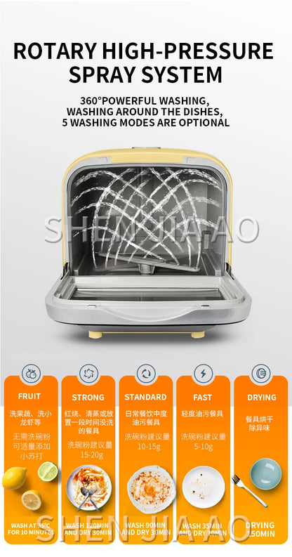 Stand-alone dishwasher automatic household desktop mini small intelligent dishwashing machine free installation