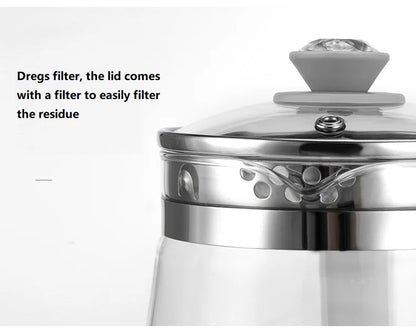 220V 1.5L Household Electric Kettle Automatic Glass Health Preserving Pot Portable Mini Multi Cooker Tea Dessert Cooker