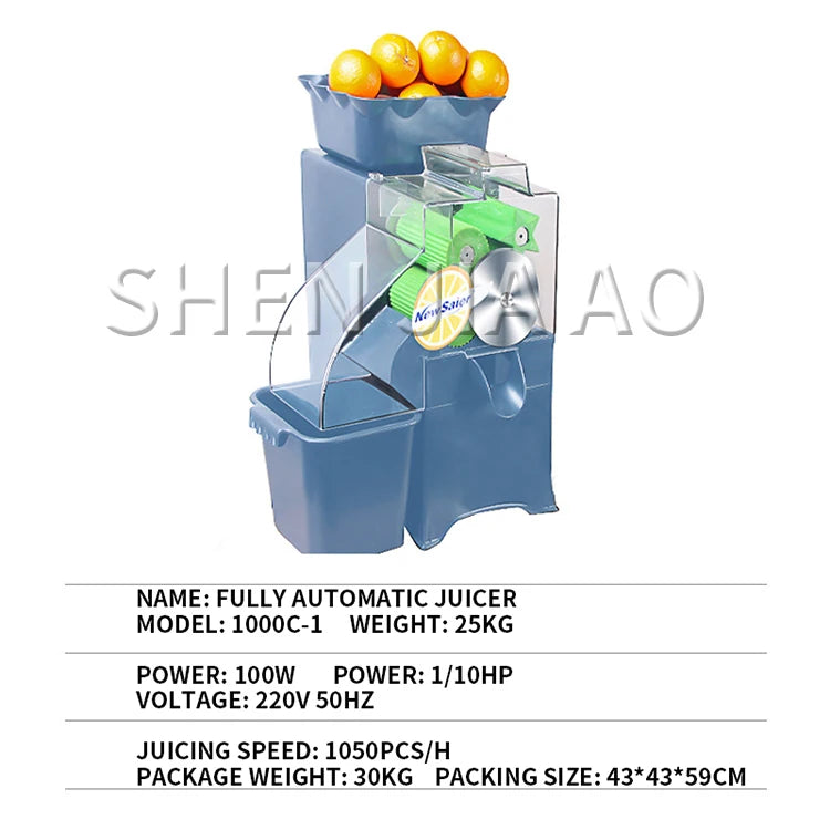 110/220V Commercial Lemon Kumquat Juicer Fully Automatic Juicer 100W Multifunctional Fruit Juice 1000C-1 Automatic Residue Juice