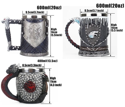 GOT Mug Goblet Stainless Steel Resin 3D Beer Tankard Wine Glass Mugs 600ml 400ml 200ml Party Drinkware Decoration Christmas Gift