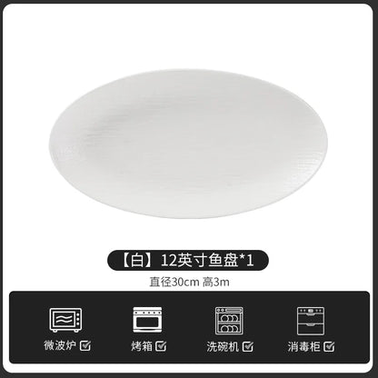European-Style Minimalist Ceramic Tableware Set Black White Slate Series Includes Rice Bowls Plates Dishes-Available