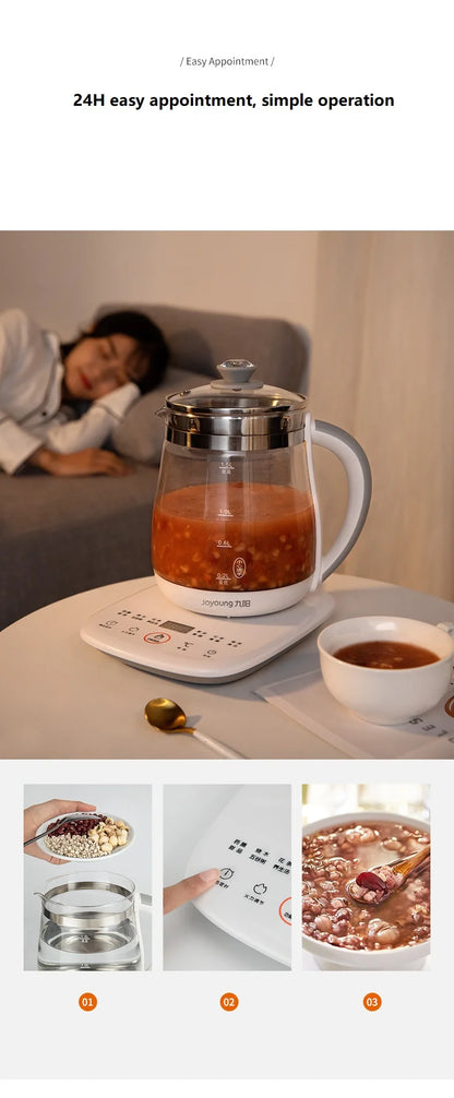220V 1.5L Household Electric Kettle Automatic Glass Health Preserving Pot Portable Mini Multi Cooker Tea Dessert Cooker